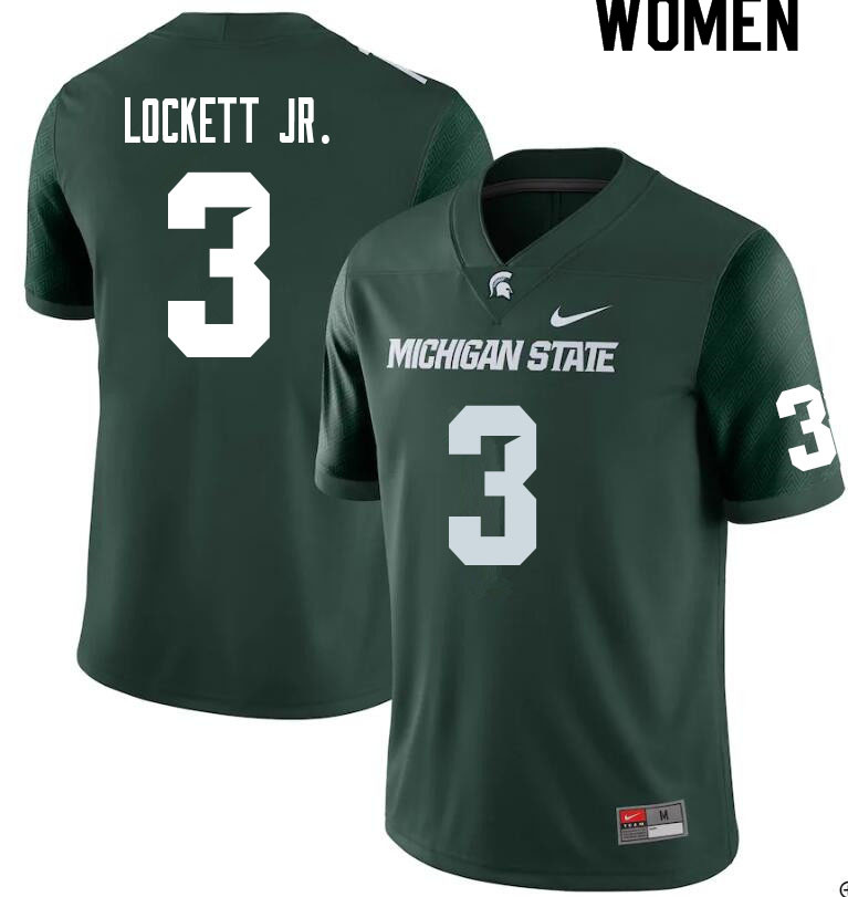 Women #3 Terry Lockett Jr. Michigan State Spartans College Football Jerseys Sale-Green